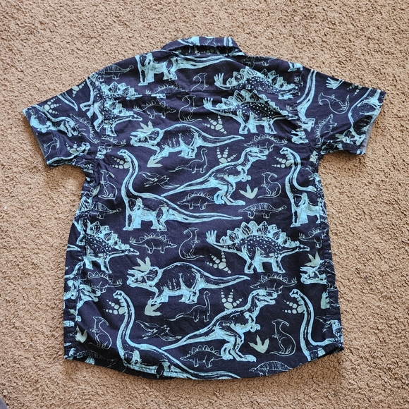 Blue/Teal Dinosaur Button-Down Shirt, Kid's 4-5 - Picture 4 of 6